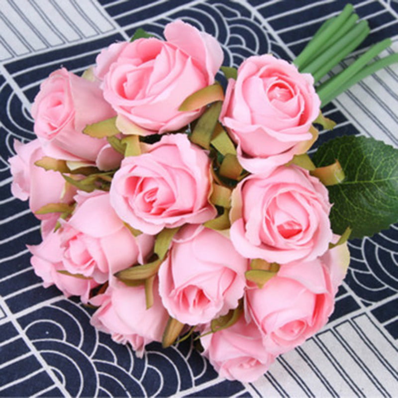1-6pcs 4Colours Artficial Fake Silk Rose Flower Home Wedding Bridal Party Decor 