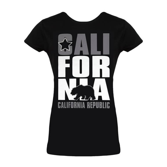 Womens Black Short-Sleeve California Republic T-Shirt - 2X-Large
