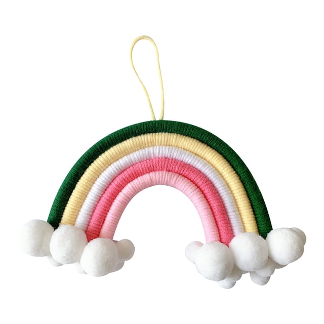 Colgante de decoración de habitación para niños, colgante de decoración de pared de arco iris de nubes tejidas Wmkox8yii fhajkh1025