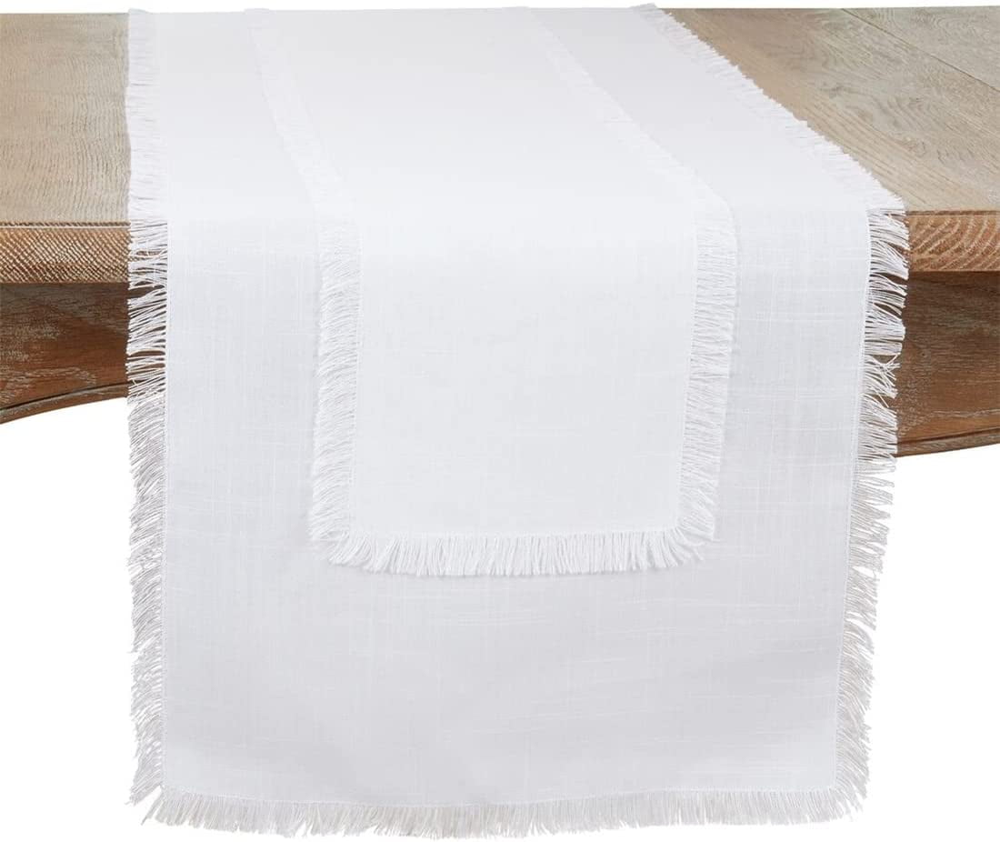 White Hemstitch Polyester Rectangle Table Runner