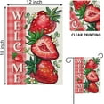 thumbnail image 2 of Welcome Spring Summer Strawberry Decorative Garden Flag, Red Fruit Plaid Check Farmhouse Yard Outside Decorations, Seasonal Burlap Outdoor Small Home Decor Double Sided 12.5x18, 2 of 6