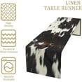 thumbnail image 4 of Cow Skin Print Table Runner, Rustic Country Farmhouse Animal Fur Skin Western Farm Black Brown Cowhide Print Dinner Runner Table Decoration for Home Kitchen Dining 13"x70", 4 of 6