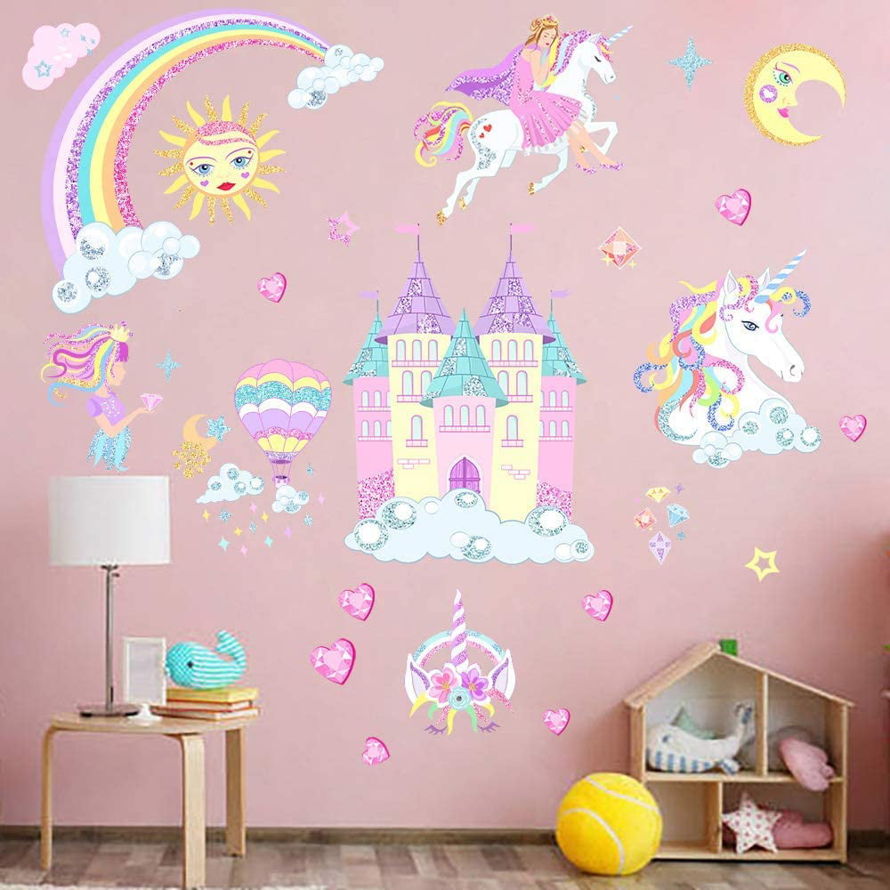 Princess Unicorn Minnie Mouse Letters bedroom girls Kids Childrens Rainbow 