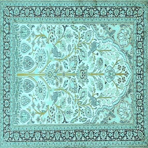 Ahgly Company Indoor Square Persian Light Blue Traditional Area Rugs, 7' Square
