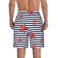 thumbnail image 3 of Bixox Men's Starfish Navy Blue Stripe printing Casual Classic Fit Short Summer Beach Shorts, 3 of 6