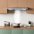 thumbnail image 3 of CIARRA Under Cabinet Range Hood 30 inch Slim Vent Hood for Kitchen in Stainless Steel with 3 Speed Exhaust Fan, Push Button,CAS918B75, 3 of 8
