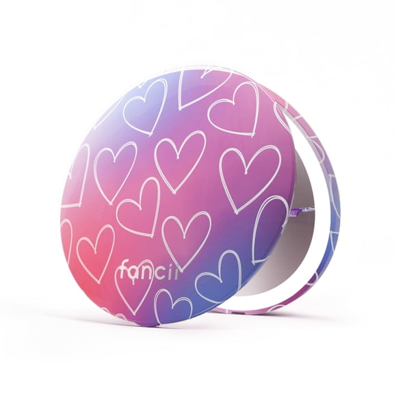 Fancii Mini Taylor Compact Makeup Mirror with LED Light, Rechargeable, 10x/1x Magnifying, 4” Wide Mirror for Purse (Lovestruck)