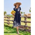 thumbnail image 3 of Zeagoo Floral Casual Dresses Modest Tshirt Dress Aline Midi Dress Floral Boho Sundress with Pockets Cotton Ladies Summer Dress Travel Dress Holiday Dresses, 3 of 6