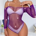 thumbnail image 3 of Combinaisons en Mesh Strass Manches Longues Femmes Tunique Combinaisons Courtes Sous-Vêtements Costume, 3 of 7