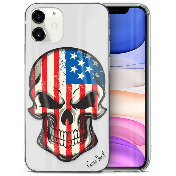 Caseyard TPU Clear Case for iPhone 13 with US Skull design phone cover