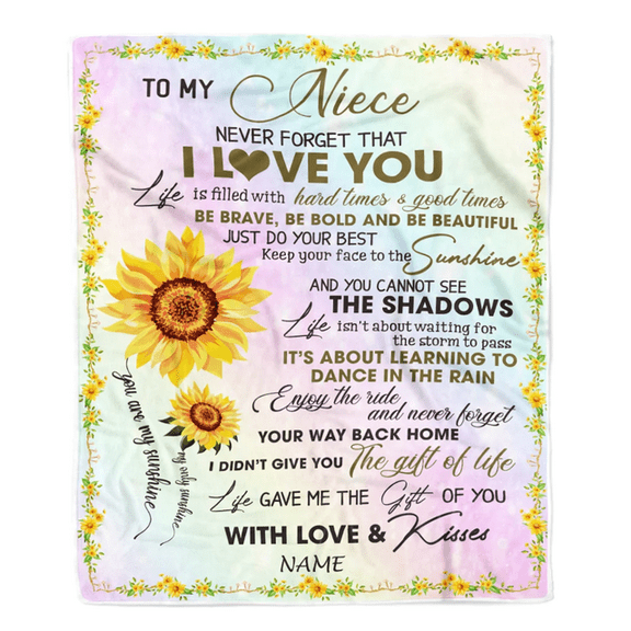 Personalized To My Niece Blanket From Uncle Aunt Sunflower Never Forget That I Love You Niece Birthday Christmas Customized Bed Quilt Fleece Throw Blanket