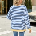 thumbnail image 4 of hotojiny Sweatshirt for Women Long Sleeve Loose Round Neck Pullover Blouse Color Block Striped Casual Fashion T Shirt Fall, 4 of 7