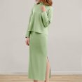 thumbnail image 4 of Conjunto elegante de 2 piezas para mujer traje de vacaciones holgado con cuello alto y hombros caídos, 4 of 7