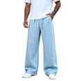thumbnail image 2 of Leidass Mens Baggy Sweatpants Wide Leg Loose Open Bottom Uncuffed Gym Casual Lightweight Y2K Pants Relaxed Pocket No WrinkleCasual Relaxed Drawstring Lightweight Lounge No Wrinkle Light Blue 3XL, 2 of 4