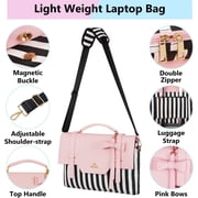 Matein Laptop Tote Bag, 15.6 inch PU Leather Crossbody Shoulder Handbag for Women, Pink