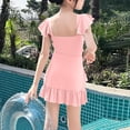 thumbnail image 5 of Tiijoy Girls Swimsuit Flower Ruffle Hollow Out Swim Dress with Shorts Bathing Suit, 5 of 5