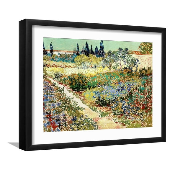 Art.com The Garden at Arles, 1888 Giclee Print by Vincent van Gogh, Black Frame Wall Art, 21" x 17"