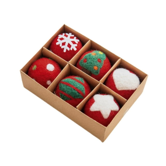 Adornos de Bolas de Navidad perfecl 6 Piezas fieltro rojo