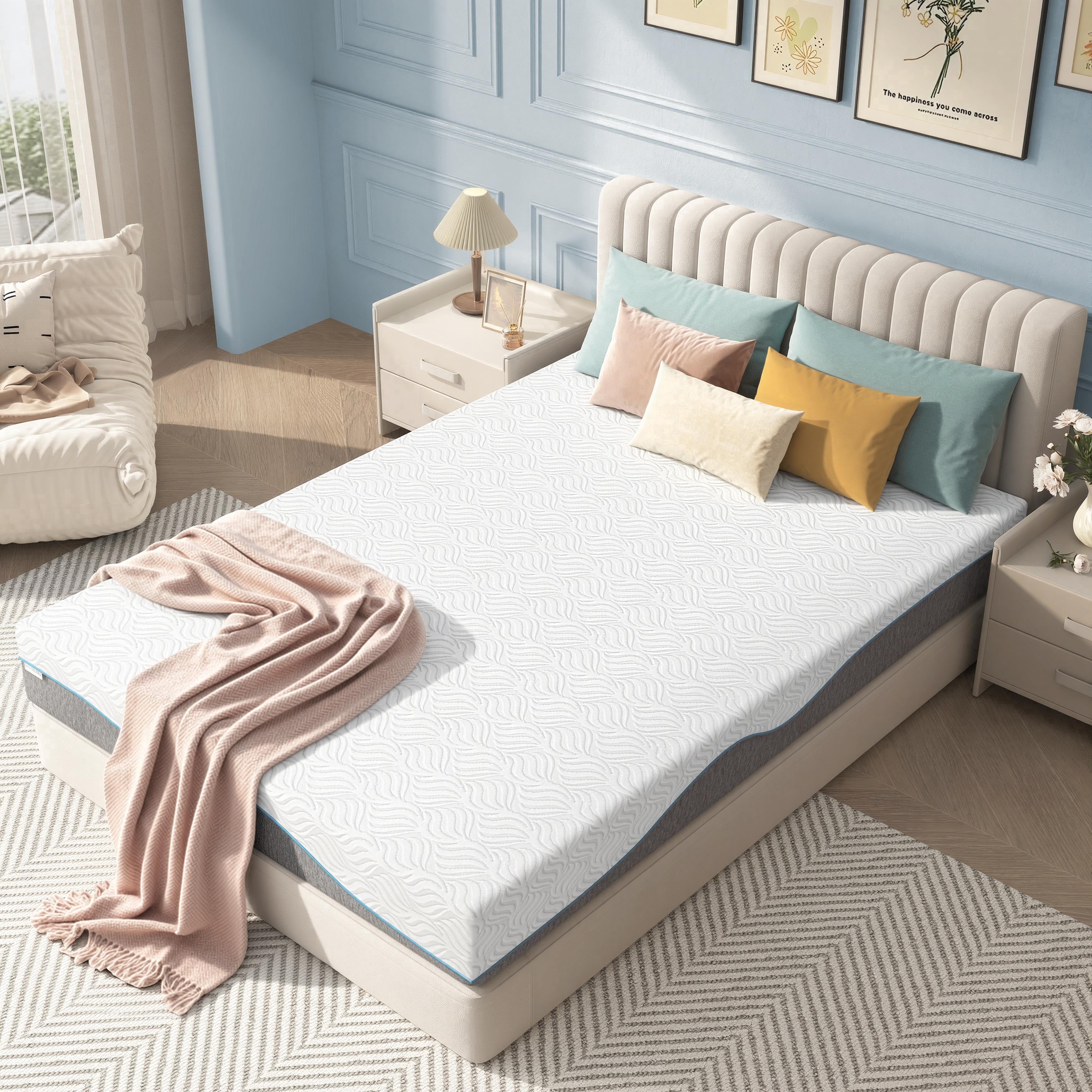 8in Full Mattress in a Box, Legahome 8in Memory Foam Mattress Full Size, Cooling Gel Mattress with Edge Support & Pressure Relief, Motion Isolation, CertiPUR-US for Bedroom, White & Gray