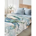 thumbnail image 4 of Twin XL Size Flat Sheet Only, Teal Crab Coastal Soft Brushed Microfiber Bed Sheets, Nautical Summer Beach Starfish Ocean Hotel Quality Breathable Bedding Top Sheet, Easy Care, 66"x102", 4 of 9