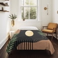 thumbnail image 4 of Boho Black Small Tapestry for Bedroom Wall Hanging Tapestry, Brown Modern Stripes Moon Abstract Leaf Ceiling Backdrop Tapestries Poster Blanket Wall Decor for Teens Room Living Room Dorm 23" x 28", 4 of 8