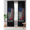 thumbnail image 5 of Sheer Curtains 108 Inches Long, Black American Flag Semi Sheer Curtains Light Filtering Window Treatment, Abstract Red Hockey Stripes Us Flag Privacy Voile Drapes for Living Room Bedroom 52x108 Inch, 5 of 7