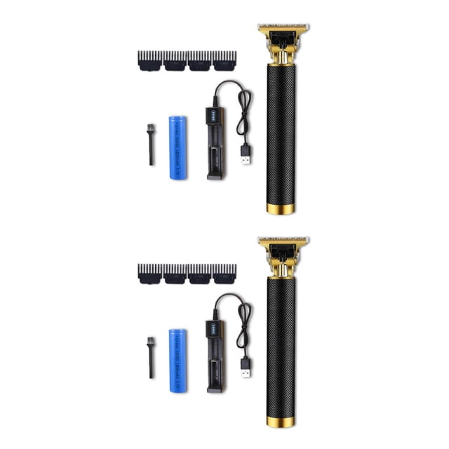 Qarigey Cortadora de pelo recargable por USB para hombre, máquina para cortar cabello con pantalla LCD, herramienta de estilismo para corte de Asiento de oro negro 2piezas