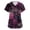 Purple Pink_#08, variant on Sewkxo Women Vintage Spooky Halloween V Neck Nursing Top Short Sleeve Cartoon Ghost Print Loose Cut Medical Scrub Shirt,Purple Pink L