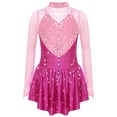 thumbnail image 3 of TiaoBug Kids Girls Ballet Dance Leotard Dress Figure Ice Skating Long Sleeve Mesh Lyrical Competition Dress Hot Pink 12, 3 of 5