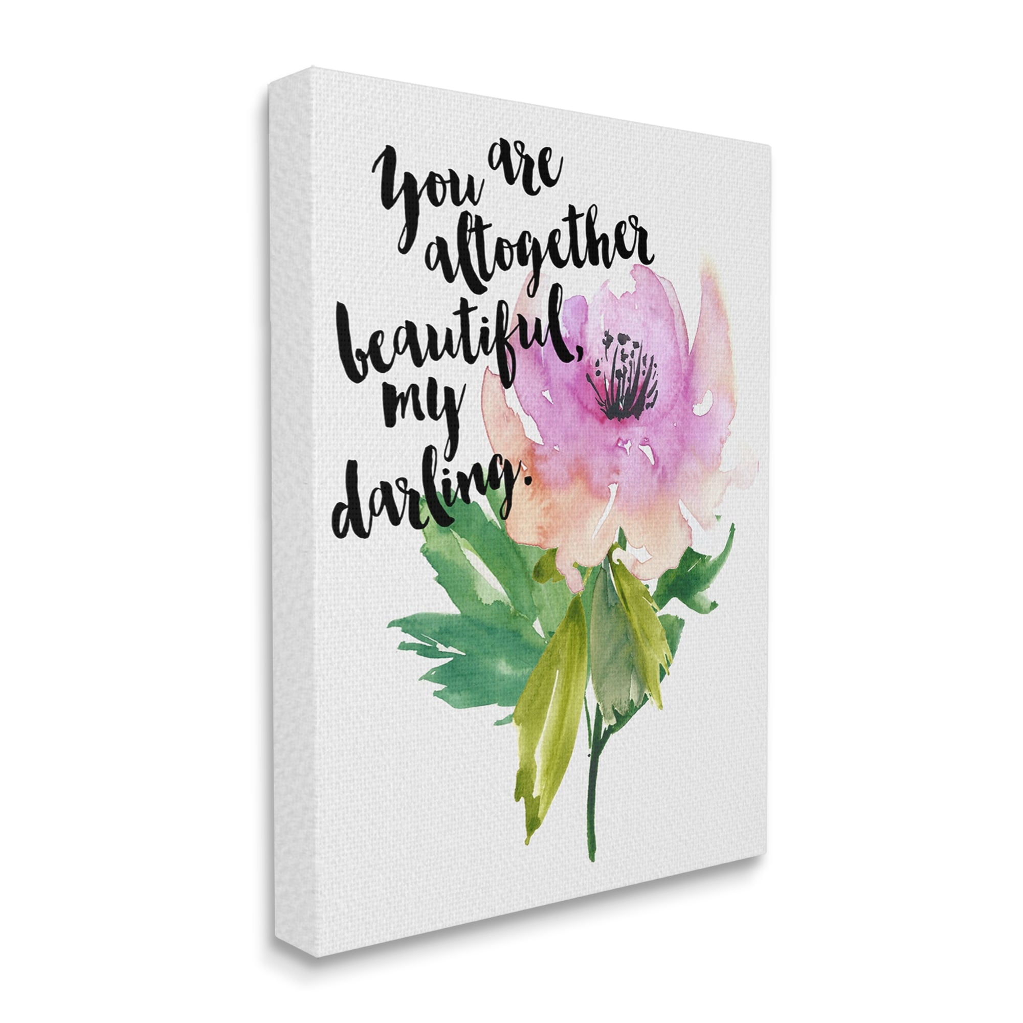 Stupell Industries You Are Beautiful Calligraphy Quote Floral Watercolor Effect Canvas Wall Art, 24 x 30, Design by Amy Brinkman
