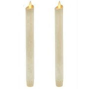 Ksperway 8" Set of 2 Ivory Unscented Wax Flameless Taper Candles Moving Wick LED Candle with Timer and Remote