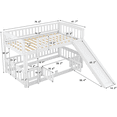 thumbnail image 7 of Bunk Bed with Slide and Fence, Solid Wood Twin Over Twin Low Bunk Bed Frame with Safety Guardrail and Ladder, Multifunctional Loft Bunk Bed with Small Door for Boys Girls, No Box Spring Needed, White, 7 of 7