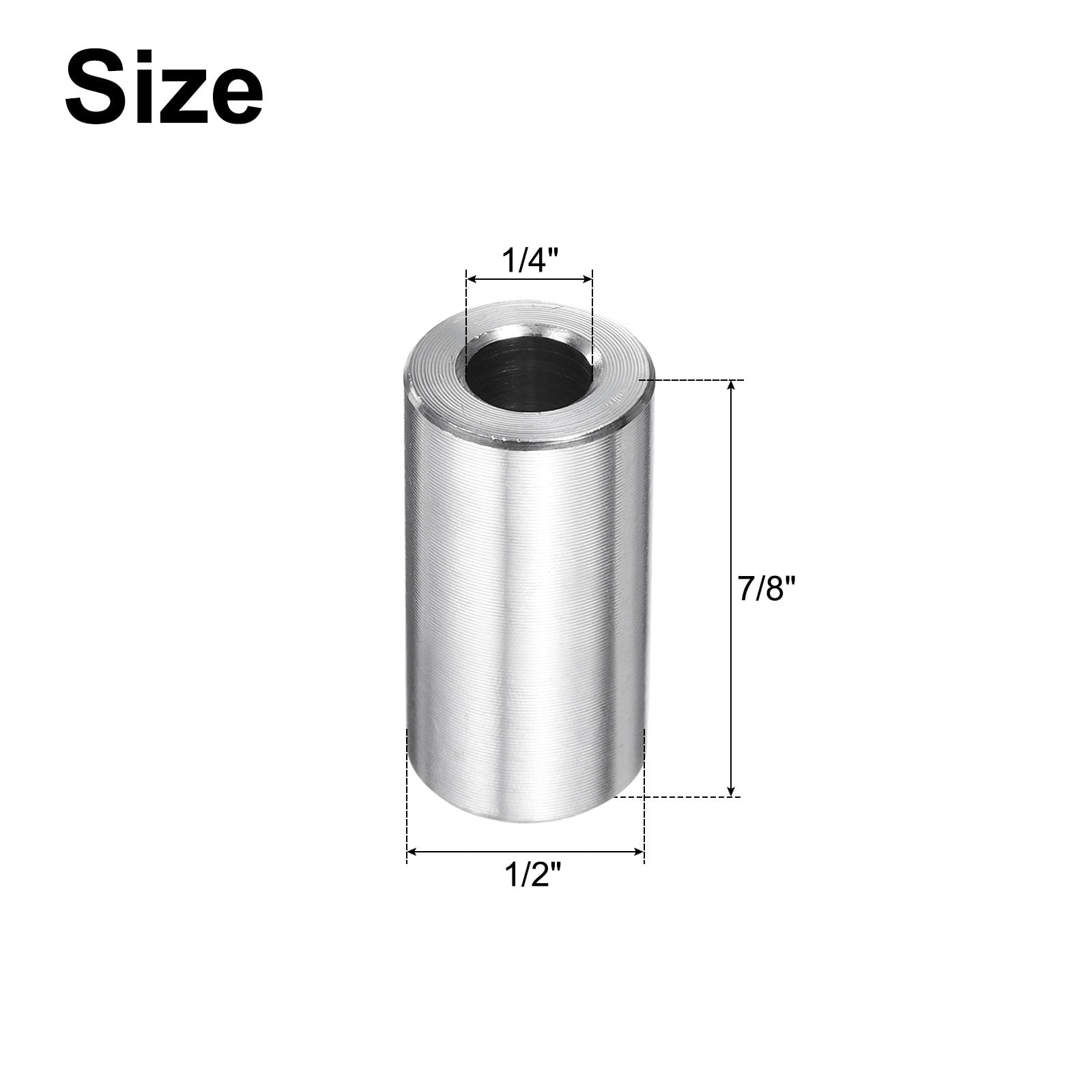 25 Packs Stainless Steel Spacer 1/4" Bore x 1/2" OD x 7/8" Length
