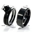 thumbnail image 2 of Black Matching Rings His and Hers Ring Couple Rings Wedding Ring Set for him and Her Womens Ring Men Ring, 2 of 7