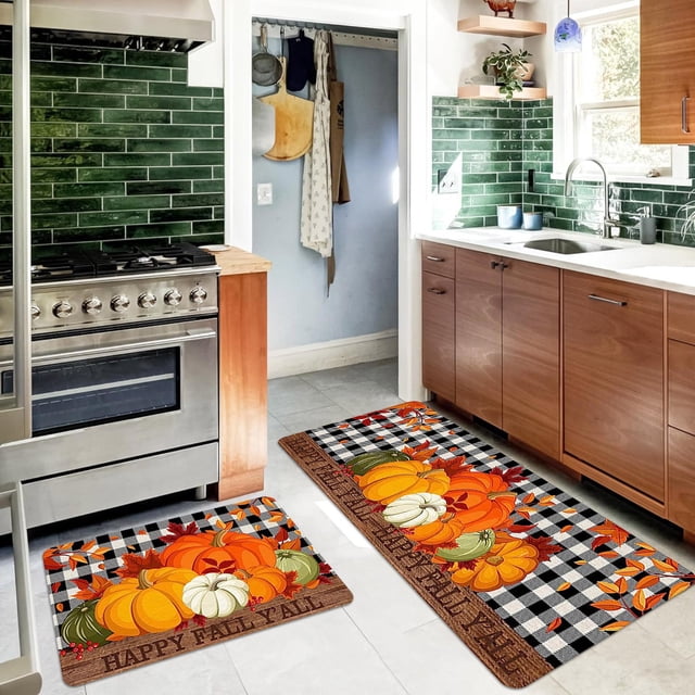 Autumn Celebration Mat Fall Festive Soft Texture Home Decorative Rug Warm For Thanksgiving Halloween Gatherings NonSlip Base Easy Clean
