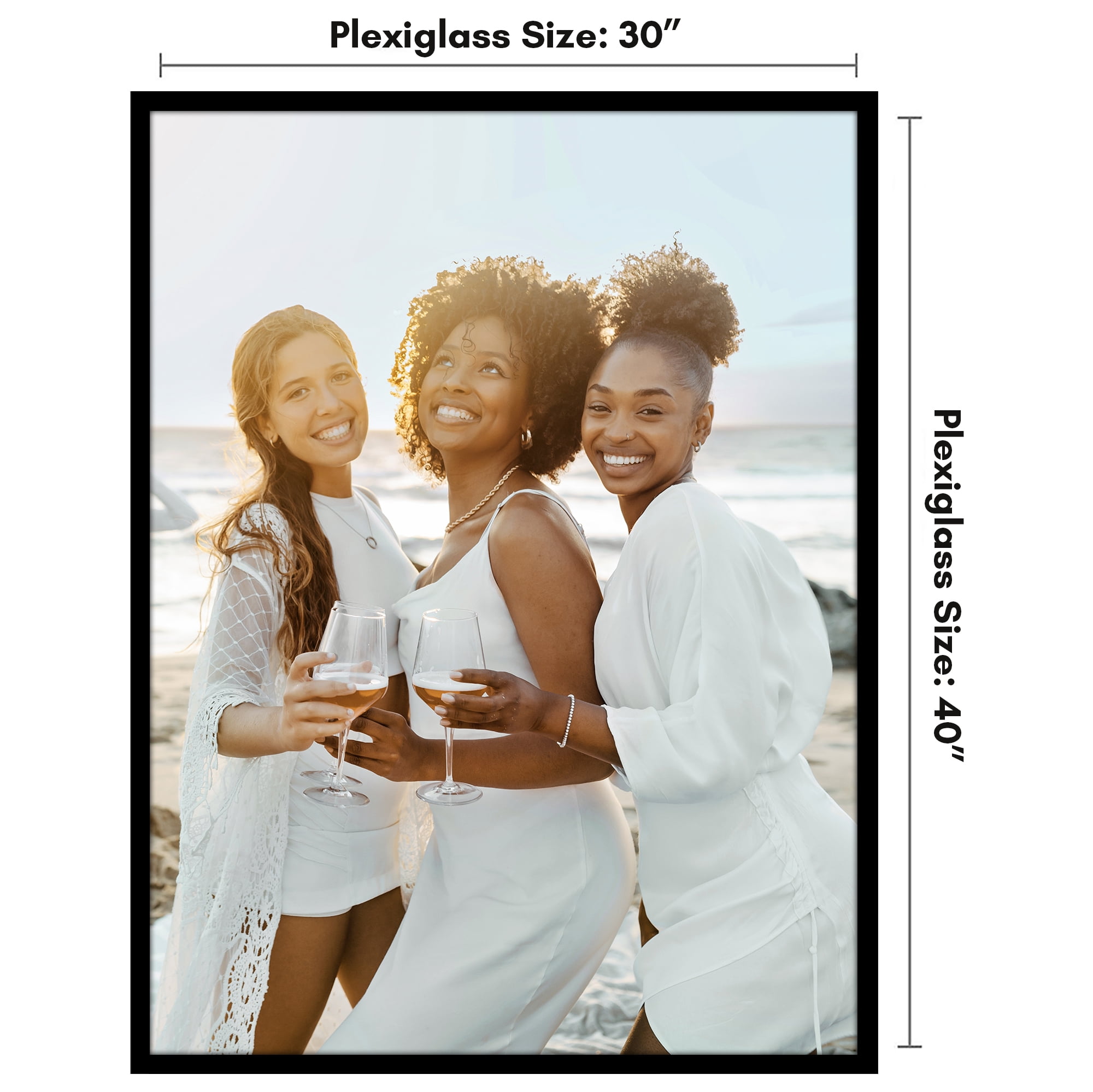 Americanflat 30x40 Picture Frame with Polished Plexiglass Streamline Collection Thin Border Wall - Black