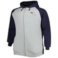 thumbnail image 2 of Men's Heather Gray Denver Broncos Big & Tall Fleece Raglan Full-Zip Hoodie Jacket, 2 of 3