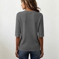 thumbnail image 4 of Half Sleeve Tops for Women Elbow Length Crew Neck Loose Blouse Summer Casual Lightweight Plus Size 3/4 Sleeve Shirts Dark Gray M, 4 of 5