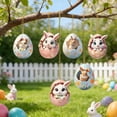 thumbnail image 2 of TanSiDing Easter Bunny Egg Ornaments, 6Pcs Acrylic Flat Car Hanging Decorations, Pastel Floral Hanging Ornaments for Easter Tree, Holiday Party, Home Decor, Spring Gift, 2 of 6