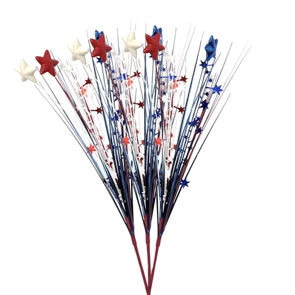 Memorial Day Saving!4th of July Decorations, 3pcs Independence Day State Day Cuttings Ornaments Suit Of Three Colors Suitable For Family Indoor Parties Powder Branches Festive Berries