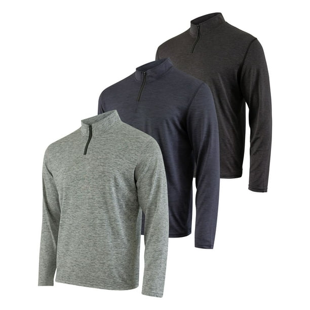 Real Essentials Mens Dry Fit Quarter Zip Pullover Sweatshirt (S3XL