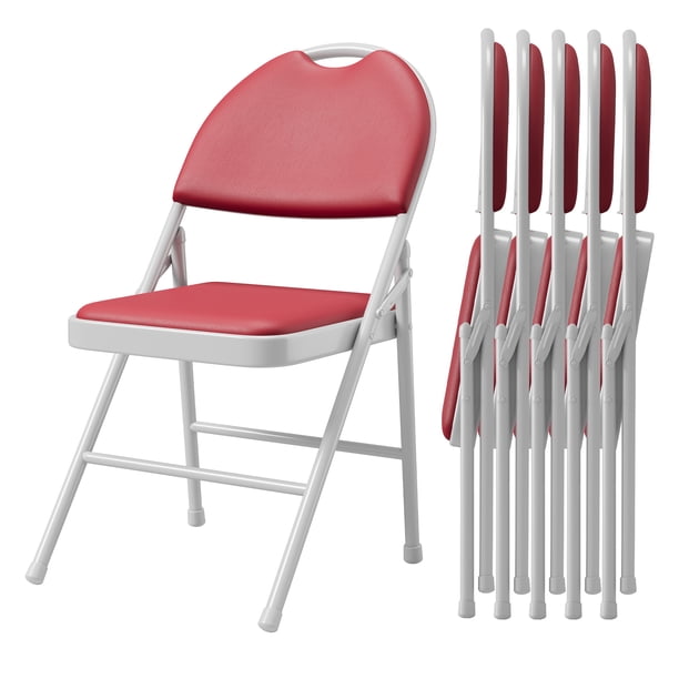 Juego de 6 Sillas Plegables Tapizadas - Sillones con Asiento Acolchado y Base Metálica Resistente, Patas Antideslizantes, para Interior y Exterior, Sala, Comedor, Jardín o Eventos