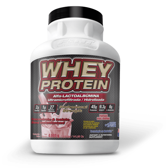 Whey Protein 4,000 Gr Alfa Lactoalbúmina Proteina De Leche Sabor Fresas con crema F&nt F&nt
