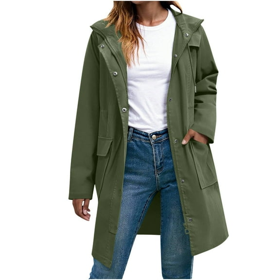 Turilly Womens Jackets Ladies Women's Winter Lapel Button Long Trench Coat Jacket Ladies Overcoat Outwear