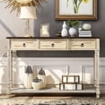 thumbnail image 2 of Console Table Sofa Table with Drawers Luxurious and Exquisite Design for Entryway with Projecting Drawers and Long Shelf (Beige), 2 of 10