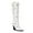 White, variant on YDN Women Fashion Rhinestone Studded Knee High Boots Pull On Chunky High Heels Prom Daily Western Long Boots Size 7 Black