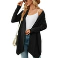 thumbnail image 2 of SHIBEVER Womens Cardigan Fall Open Front Shirts Casual Lightweight Sweaters Loose Fit Long Sleeve Blouses Fashion Tunics Tops Solid Color Black Plus Size XXL, 2 of 5