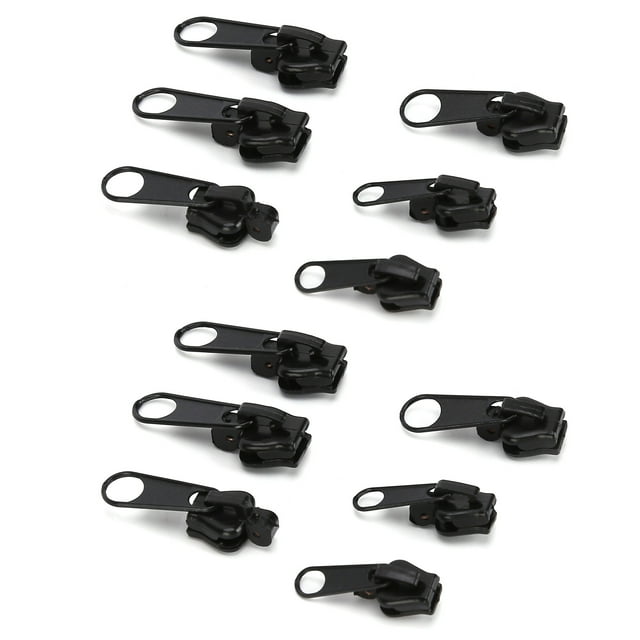 12 Pcs Zipper Head, Universal Zipper Pull Replacement Slider Sewing Fix Repair Part Simple Disassemble Quick Install Open End Zippers for Jackets Luggage Bags