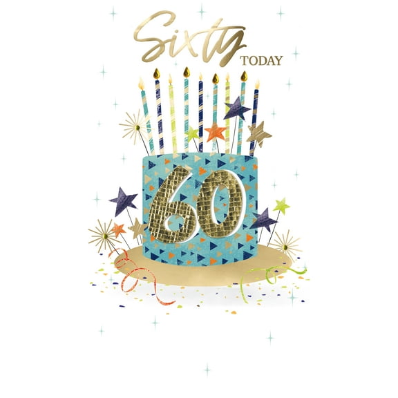 Handmade "Champagne" Greeting Card 60th Birthday Cake