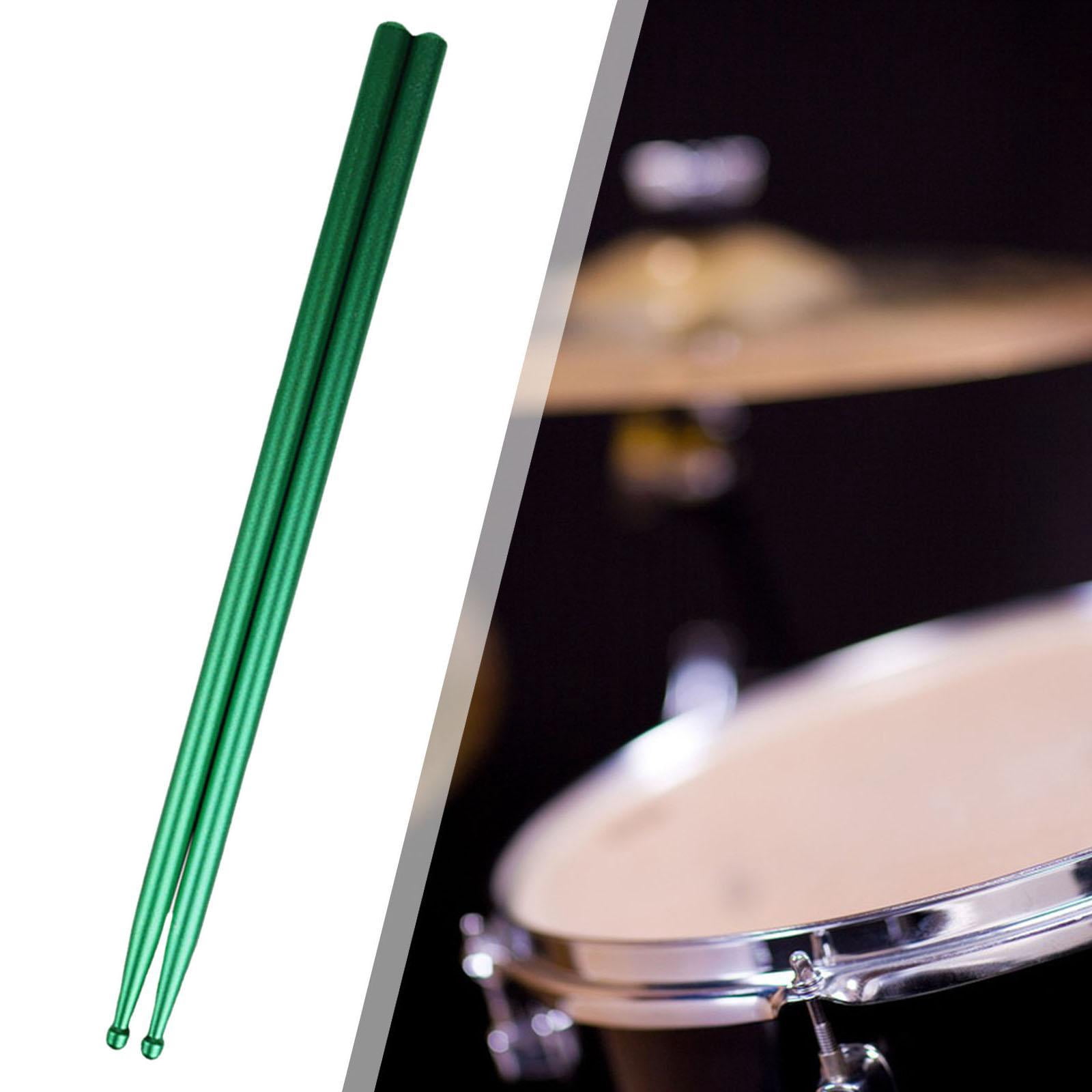 LeeQinersw 2Pcs Aluminium Alloy Drum Sticks Music Band Drumsticks Anti Slip Drum Mallet for Green